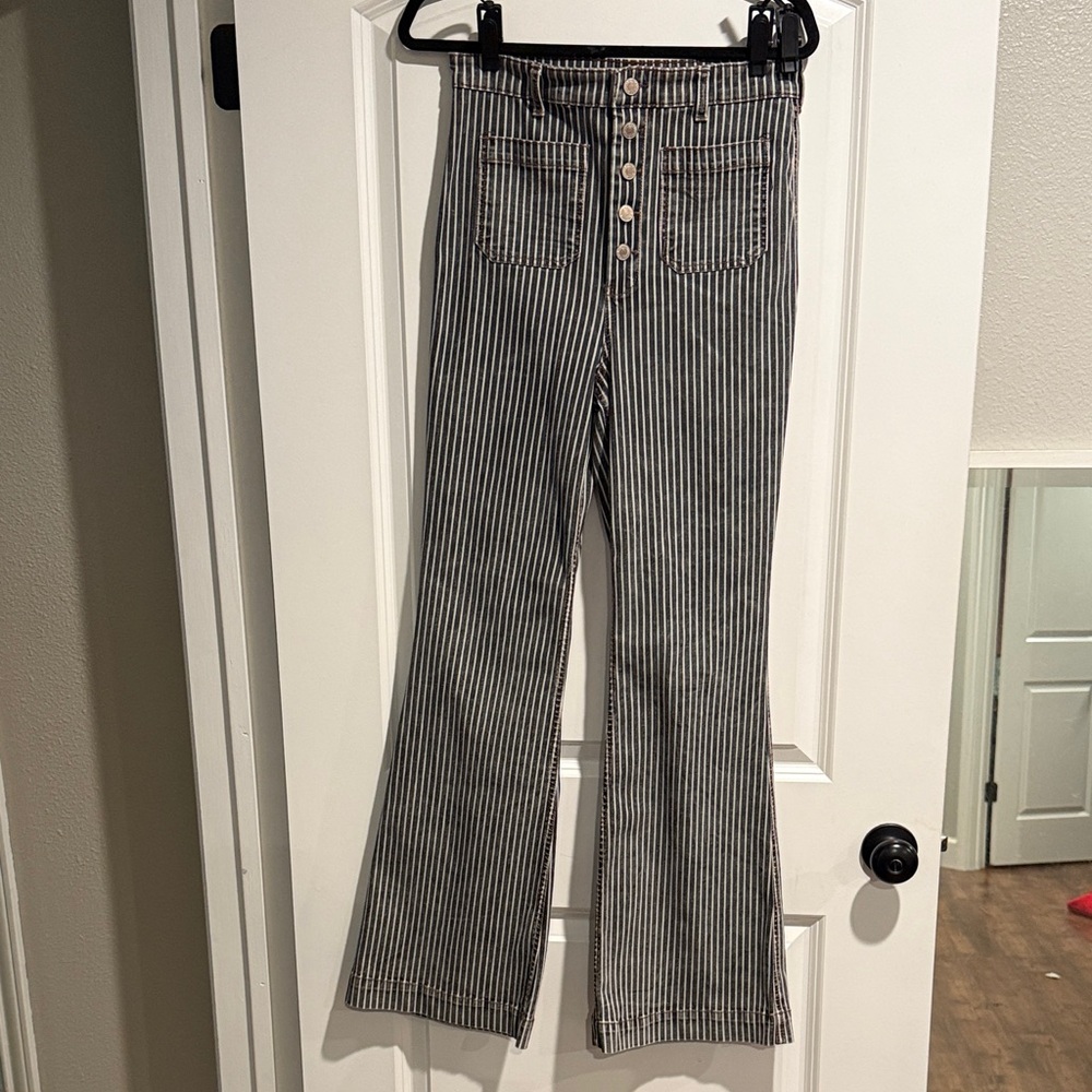 Striped Black and White Women Jeans